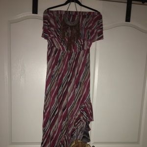 Strapless Hi-Low Hem Cotton Dress L